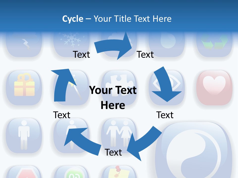 A Bunch Of Blue Buttons With A White Background PowerPoint Template