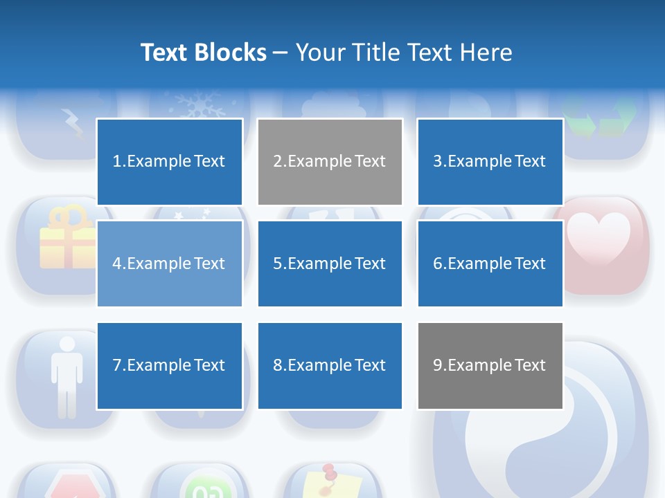 A Bunch Of Blue Buttons With A White Background PowerPoint Template