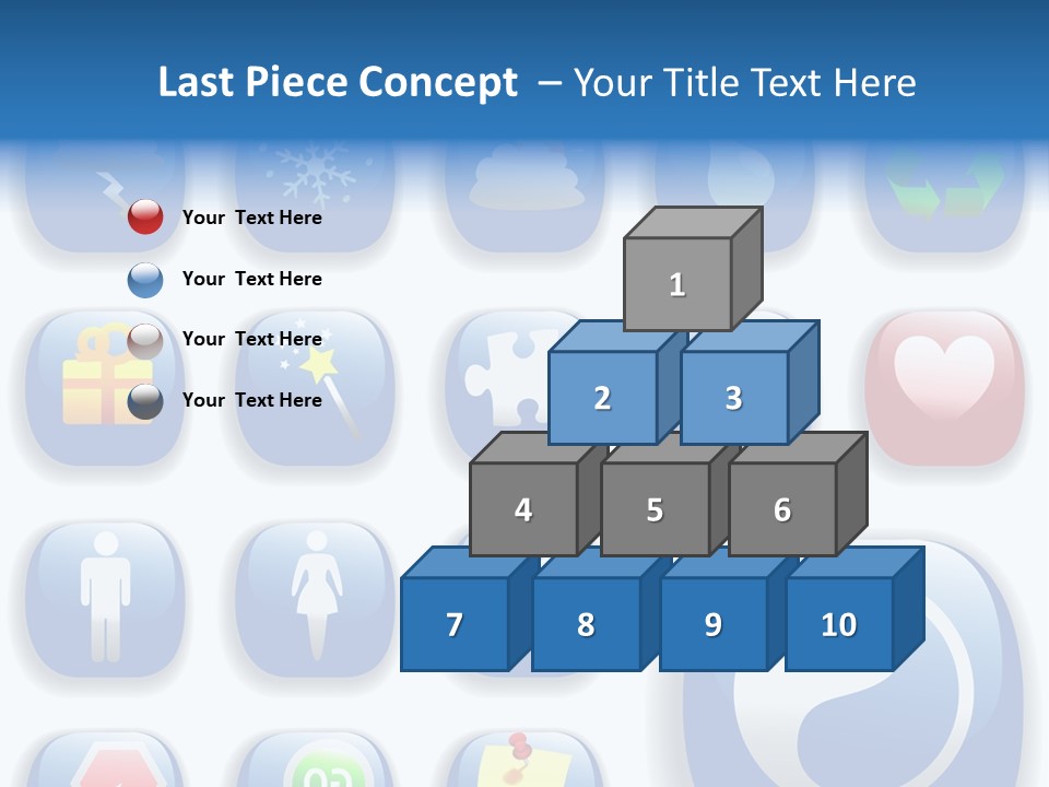 A Bunch Of Blue Buttons With A White Background PowerPoint Template