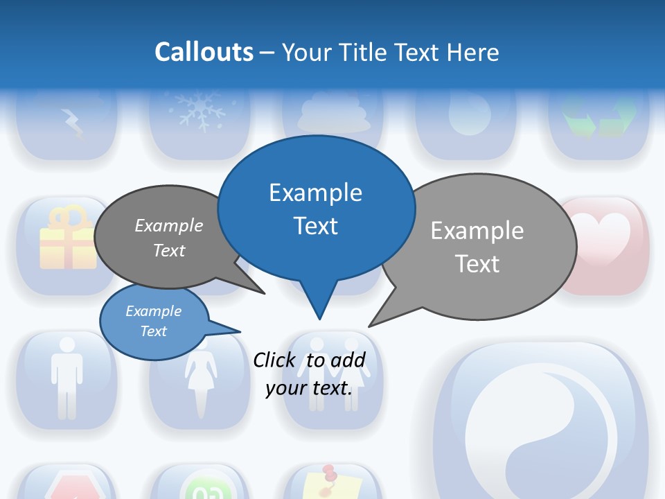 A Bunch Of Blue Buttons With A White Background PowerPoint Template