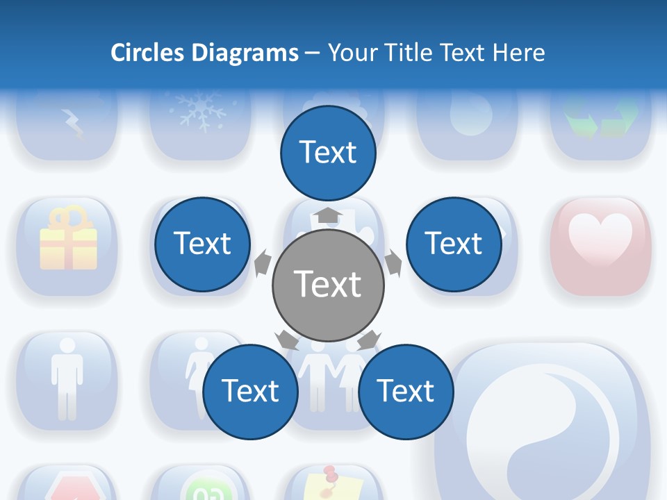 A Bunch Of Blue Buttons With A White Background PowerPoint Template