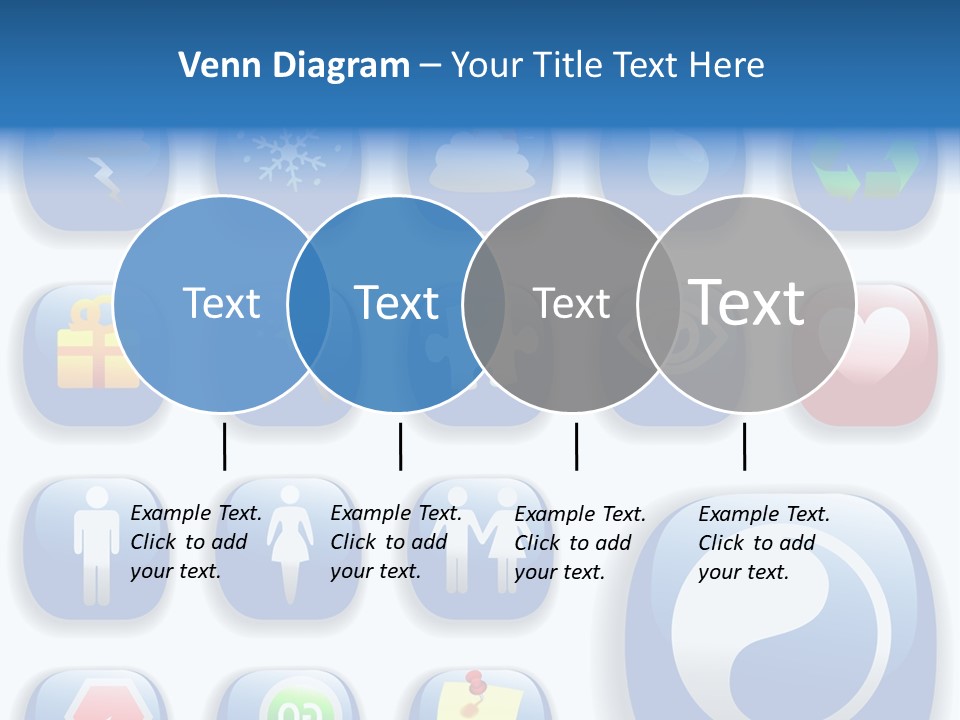 A Bunch Of Blue Buttons With A White Background PowerPoint Template