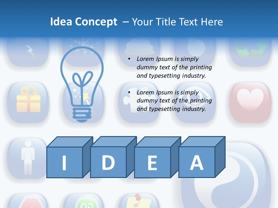 A Bunch Of Blue Buttons With A White Background PowerPoint Template