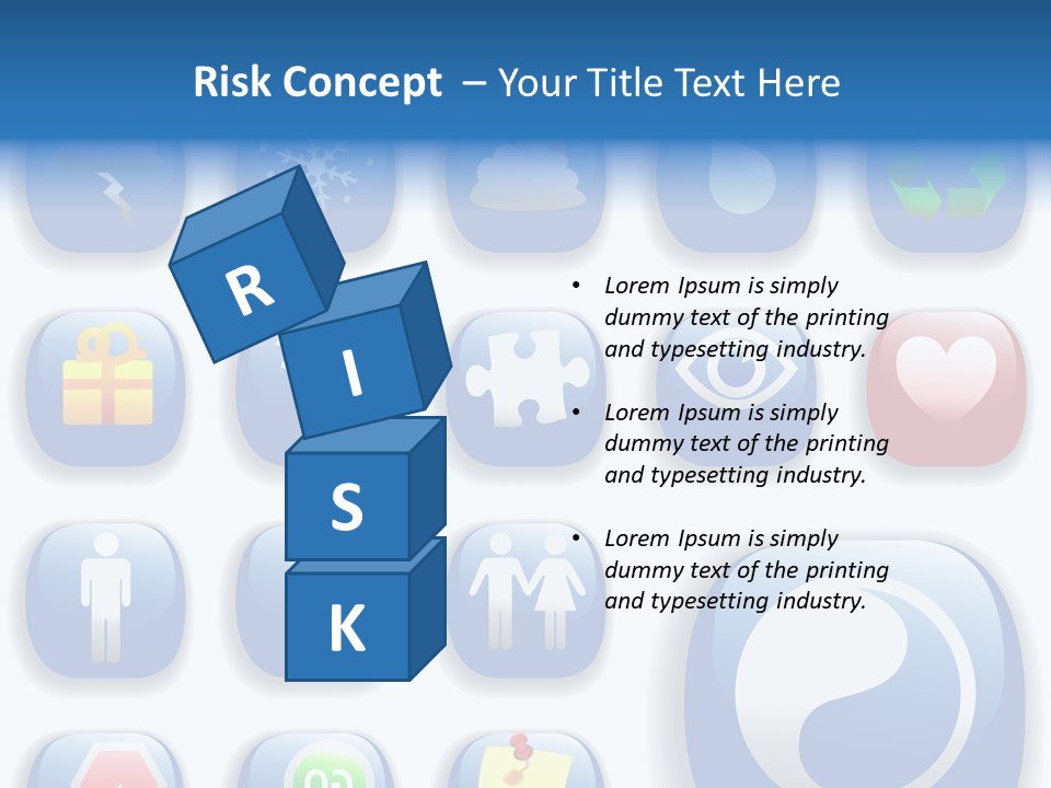 A Bunch Of Blue Buttons With A White Background PowerPoint Template