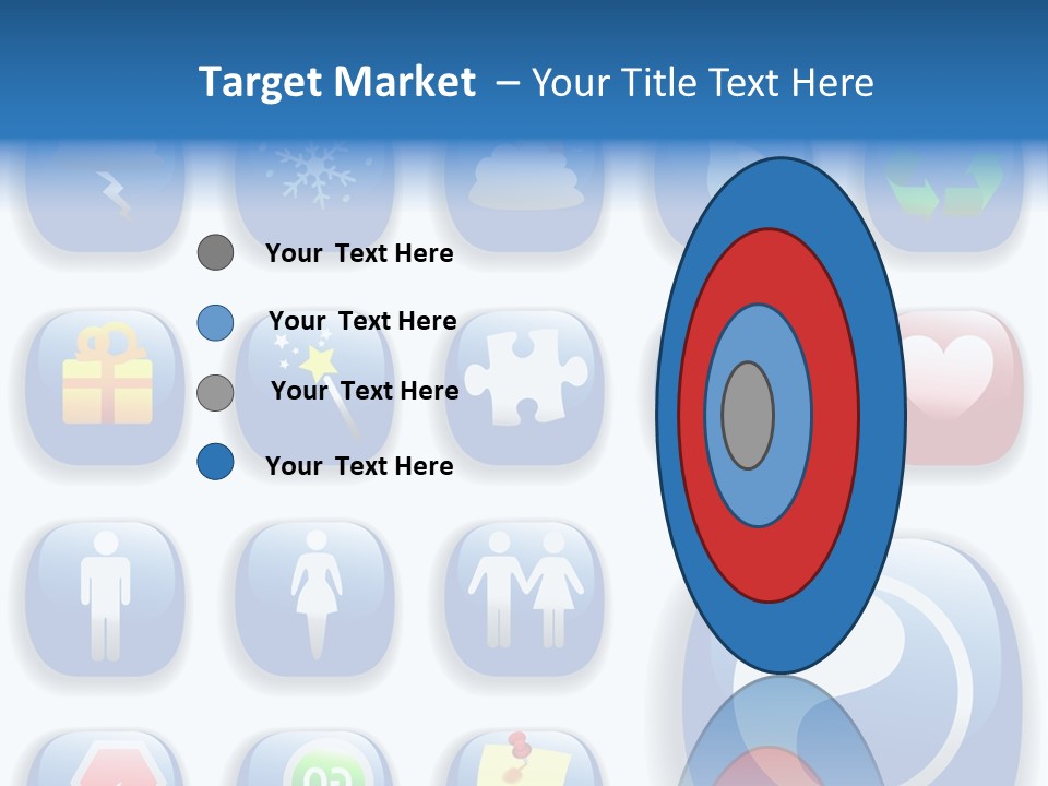 A Bunch Of Blue Buttons With A White Background PowerPoint Template