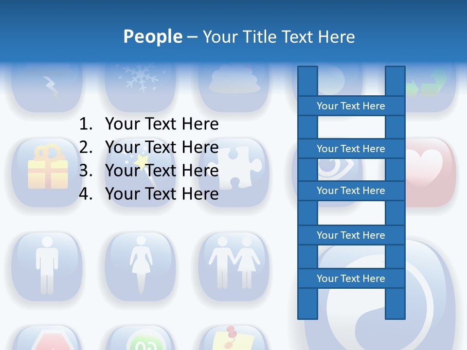 A Bunch Of Blue Buttons With A White Background PowerPoint Template
