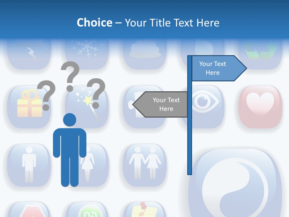 A Bunch Of Blue Buttons With A White Background PowerPoint Template