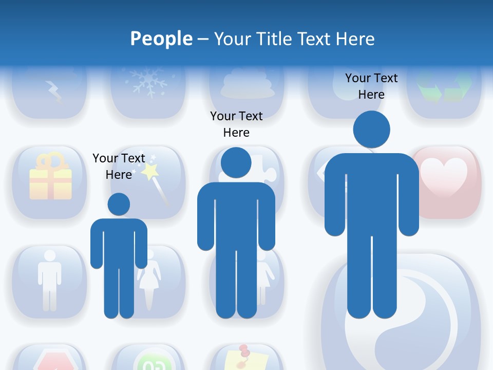 A Bunch Of Blue Buttons With A White Background PowerPoint Template