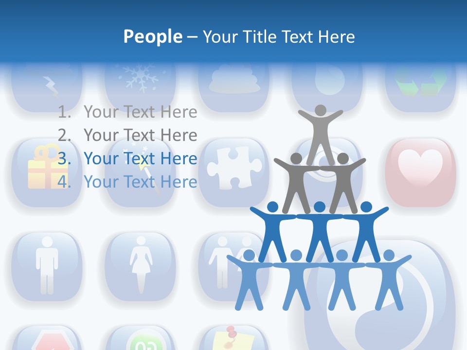 A Bunch Of Blue Buttons With A White Background PowerPoint Template