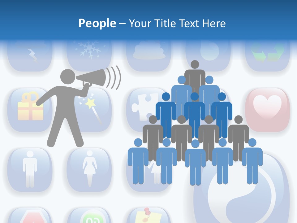 A Bunch Of Blue Buttons With A White Background PowerPoint Template