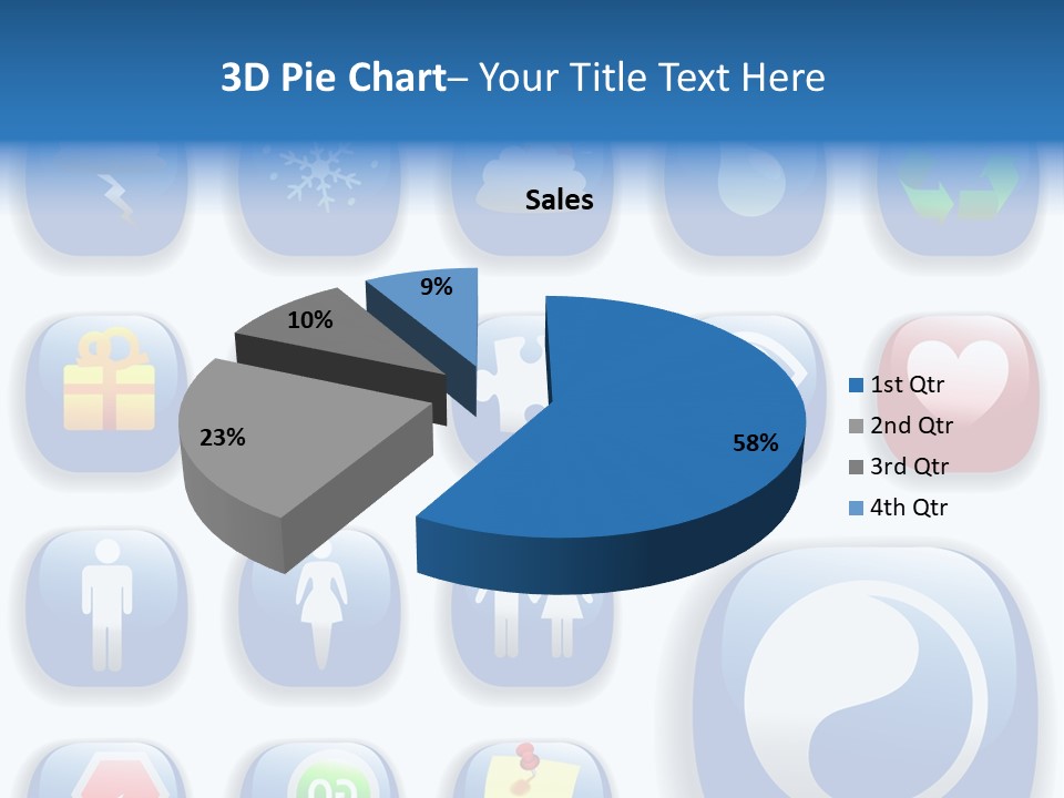 A Bunch Of Blue Buttons With A White Background PowerPoint Template