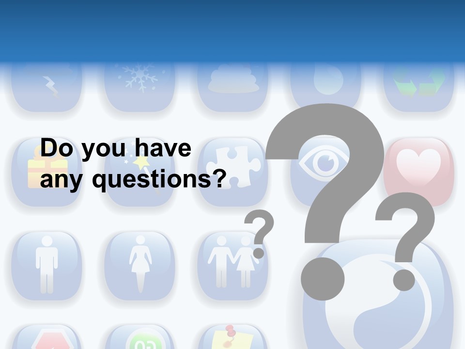 A Bunch Of Blue Buttons With A White Background PowerPoint Template