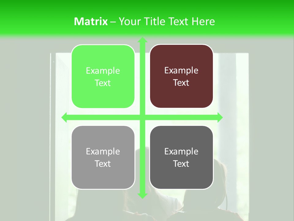 Three Girls Exit The Building On Exit Door. Exit Symbol PowerPoint Template