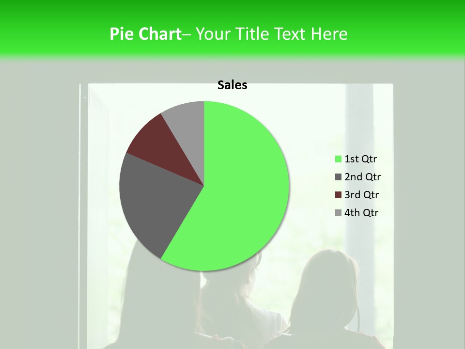 Three Girls Exit The Building On Exit Door. Exit Symbol PowerPoint Template
