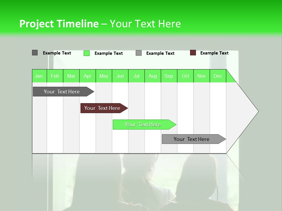 Three Girls Exit The Building On Exit Door. Exit Symbol PowerPoint Template