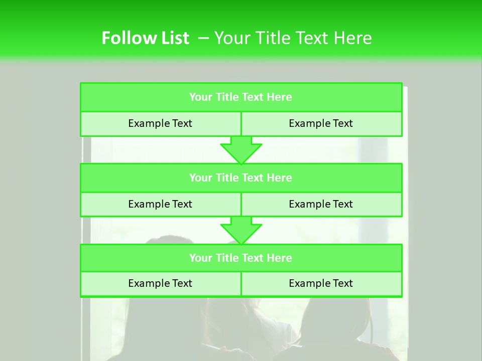 Three Girls Exit The Building On Exit Door. Exit Symbol PowerPoint Template