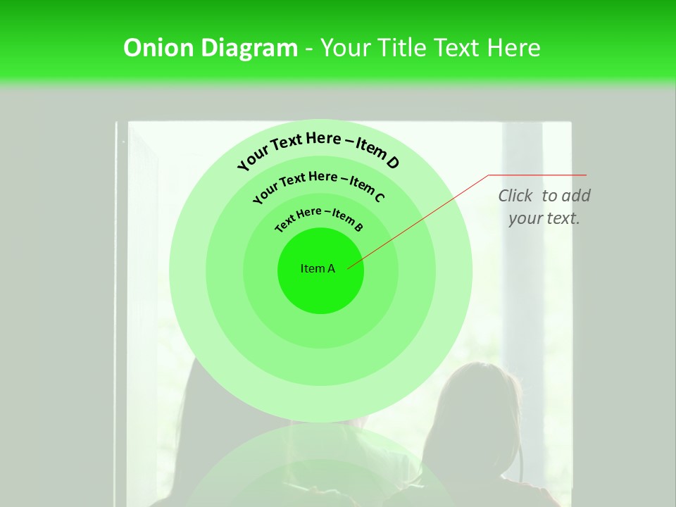 Three Girls Exit The Building On Exit Door. Exit Symbol PowerPoint Template
