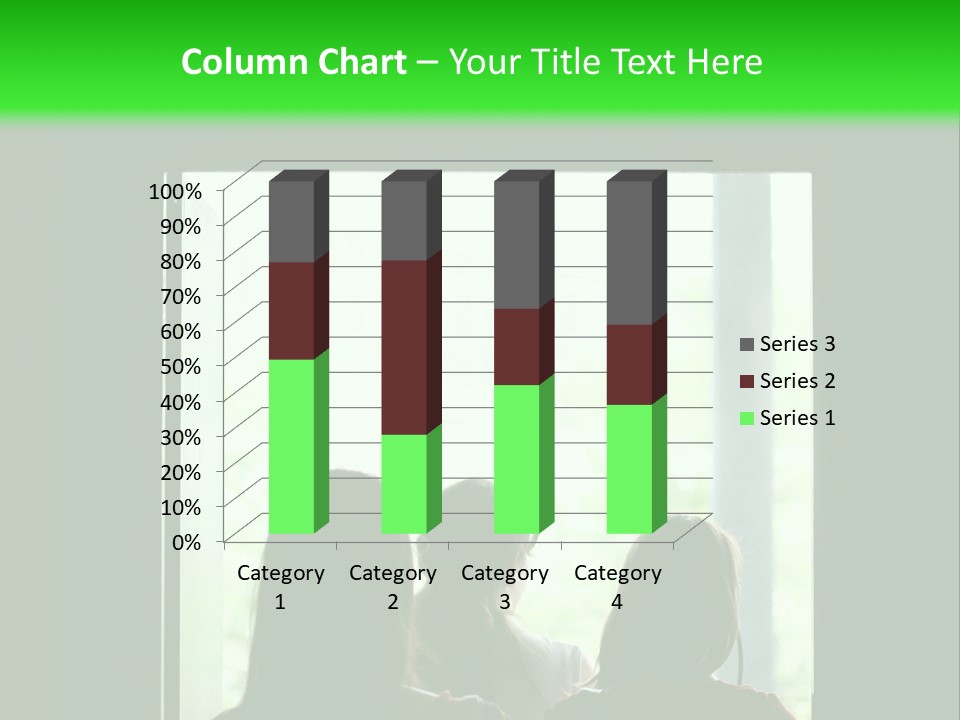 Three Girls Exit The Building On Exit Door. Exit Symbol PowerPoint Template