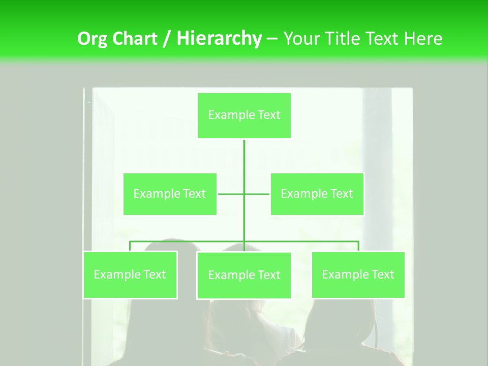Three Girls Exit The Building On Exit Door. Exit Symbol PowerPoint Template