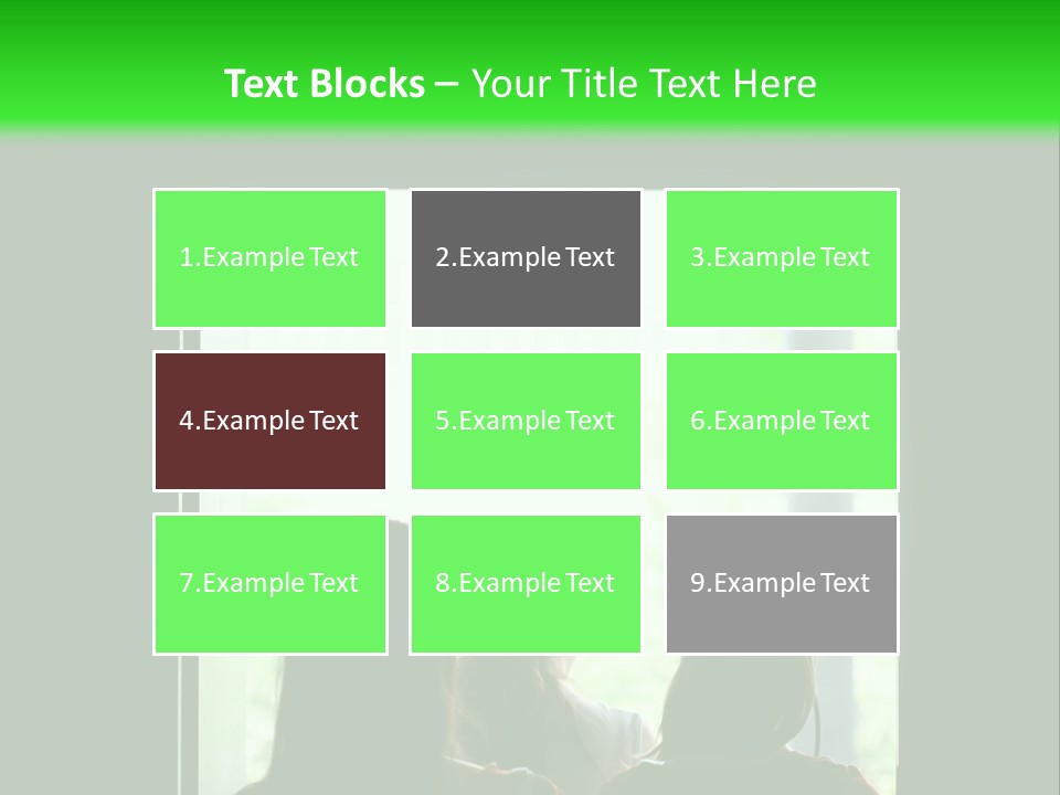 Three Girls Exit The Building On Exit Door. Exit Symbol PowerPoint Template