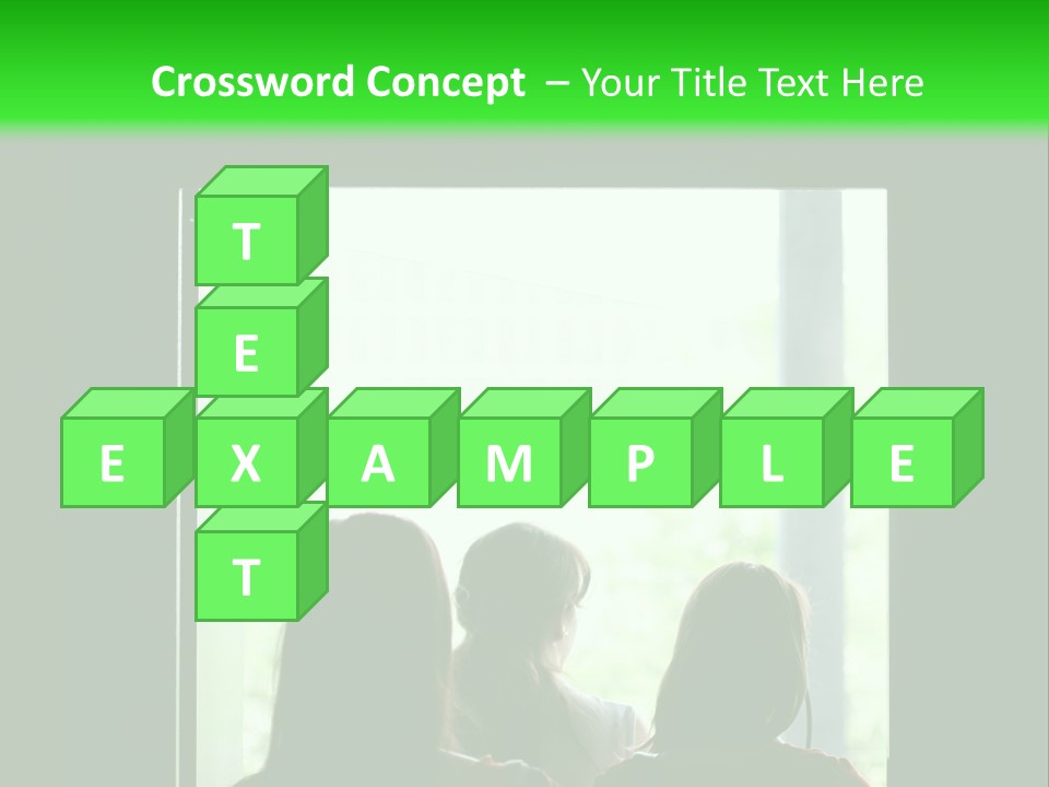 Three Girls Exit The Building On Exit Door. Exit Symbol PowerPoint Template