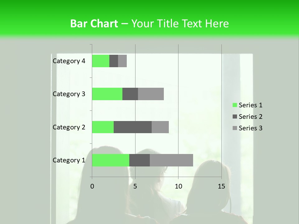 Three Girls Exit The Building On Exit Door. Exit Symbol PowerPoint Template