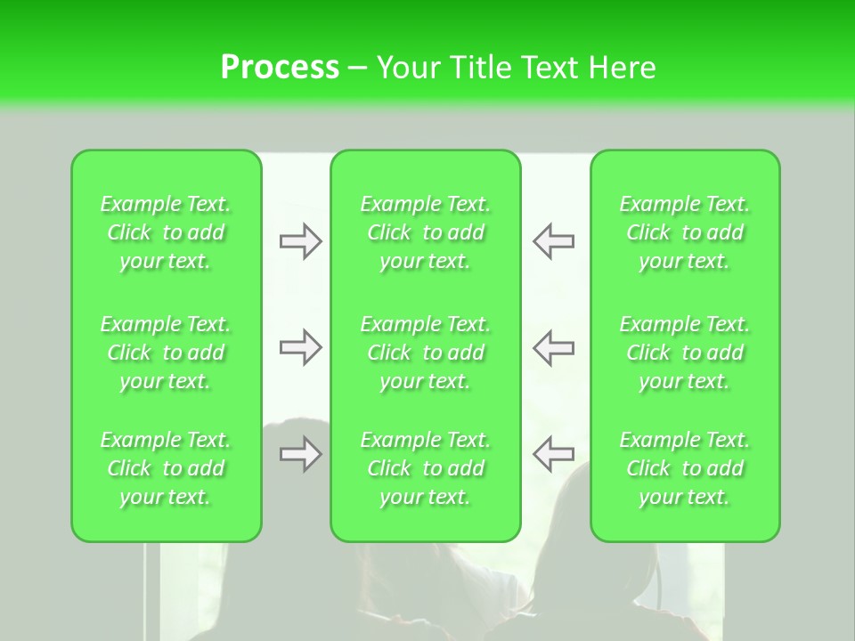 Three Girls Exit The Building On Exit Door. Exit Symbol PowerPoint Template