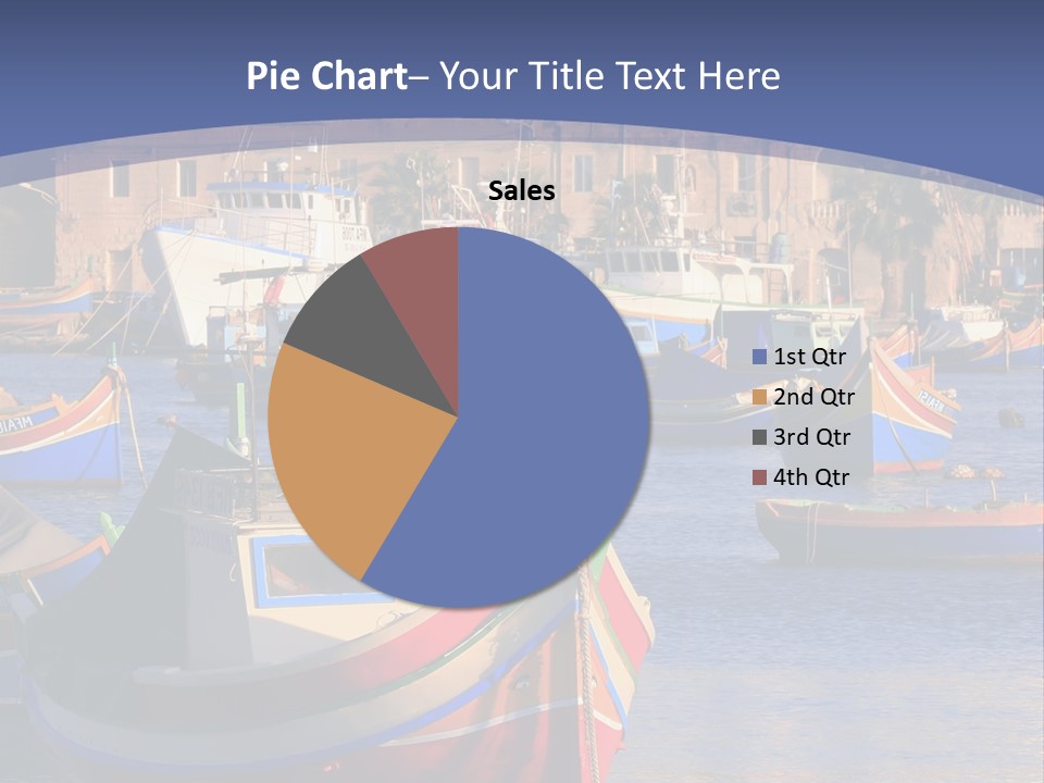 Colorful, Traditional Fishing Boats Against The Backdrop Of Marsaxlokk Village In The Mediterranean Island Of Malta. Copyspace At The Bottom And Top. See Portfolio For More. PowerPoint Template