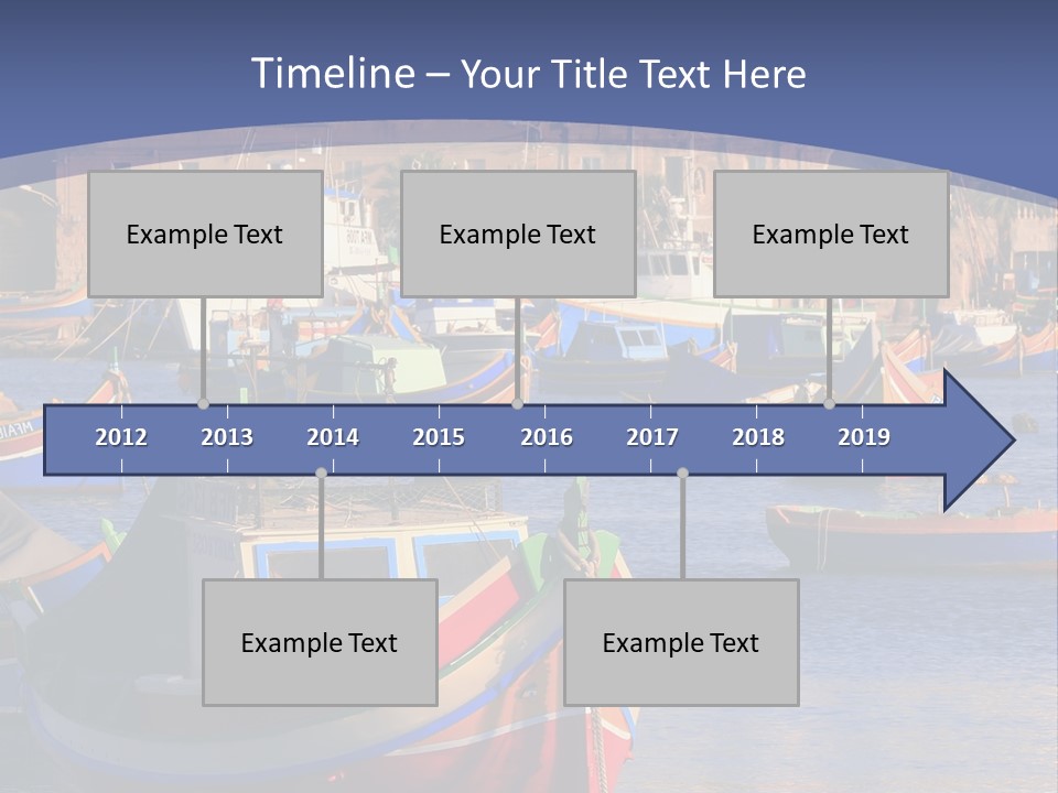 Colorful, Traditional Fishing Boats Against The Backdrop Of Marsaxlokk Village In The Mediterranean Island Of Malta. Copyspace At The Bottom And Top. See Portfolio For More. PowerPoint Template