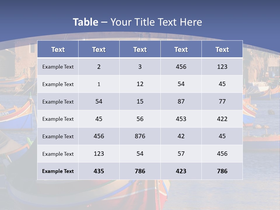Colorful, Traditional Fishing Boats Against The Backdrop Of Marsaxlokk Village In The Mediterranean Island Of Malta. Copyspace At The Bottom And Top. See Portfolio For More. PowerPoint Template