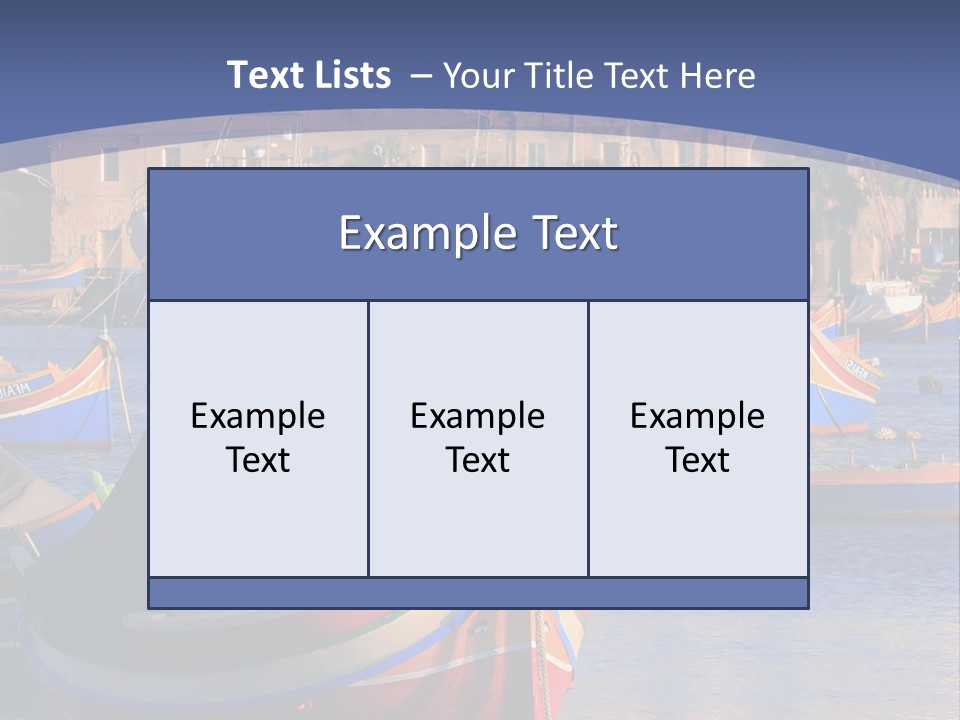 Colorful, Traditional Fishing Boats Against The Backdrop Of Marsaxlokk Village In The Mediterranean Island Of Malta. Copyspace At The Bottom And Top. See Portfolio For More. PowerPoint Template