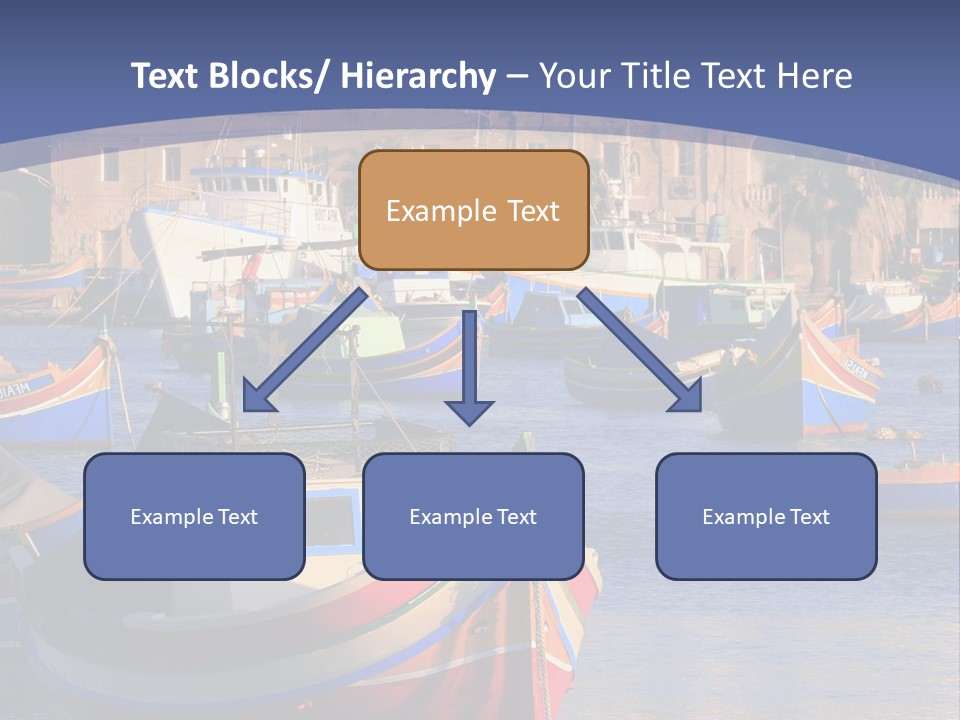 Colorful, Traditional Fishing Boats Against The Backdrop Of Marsaxlokk Village In The Mediterranean Island Of Malta. Copyspace At The Bottom And Top. See Portfolio For More. PowerPoint Template