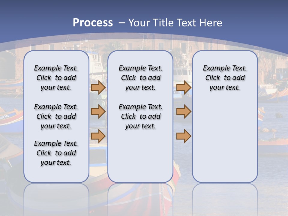 Colorful, Traditional Fishing Boats Against The Backdrop Of Marsaxlokk Village In The Mediterranean Island Of Malta. Copyspace At The Bottom And Top. See Portfolio For More. PowerPoint Template