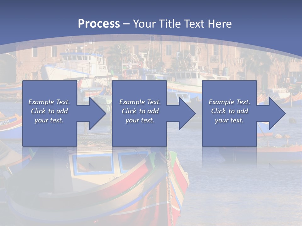 Colorful, Traditional Fishing Boats Against The Backdrop Of Marsaxlokk Village In The Mediterranean Island Of Malta. Copyspace At The Bottom And Top. See Portfolio For More. PowerPoint Template