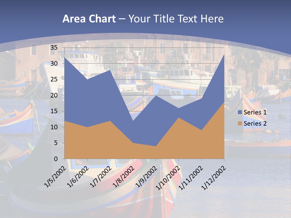 Colorful, Traditional Fishing Boats Against The Backdrop Of Marsaxlokk Village In The Mediterranean Island Of Malta. Copyspace At The Bottom And Top. See Portfolio For More. PowerPoint Template
