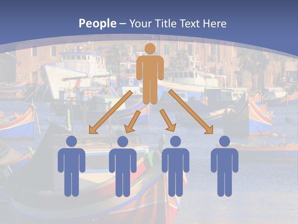 Colorful, Traditional Fishing Boats Against The Backdrop Of Marsaxlokk Village In The Mediterranean Island Of Malta. Copyspace At The Bottom And Top. See Portfolio For More. PowerPoint Template