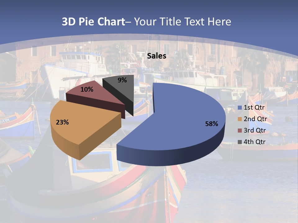 Colorful, Traditional Fishing Boats Against The Backdrop Of Marsaxlokk Village In The Mediterranean Island Of Malta. Copyspace At The Bottom And Top. See Portfolio For More. PowerPoint Template