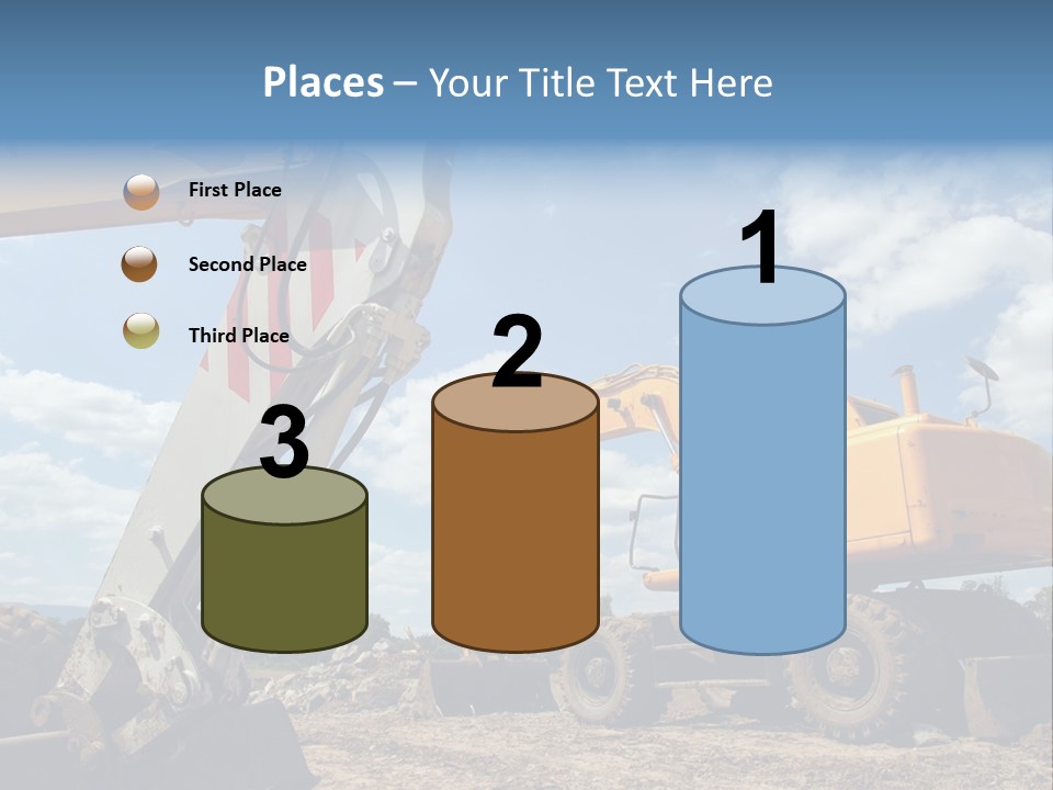 Two Mechanical Shovel On Building Site PowerPoint Template