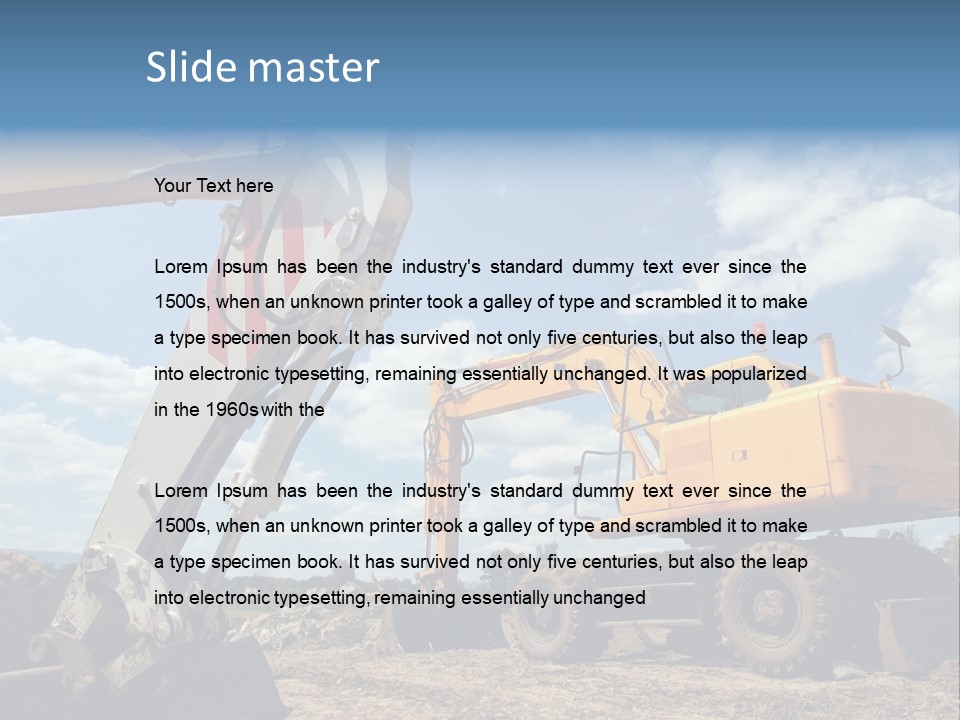 Two Mechanical Shovel On Building Site PowerPoint Template