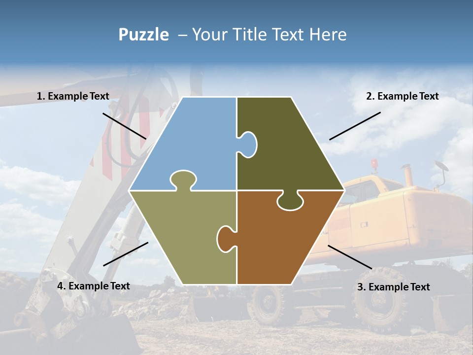 Two Mechanical Shovel On Building Site PowerPoint Template