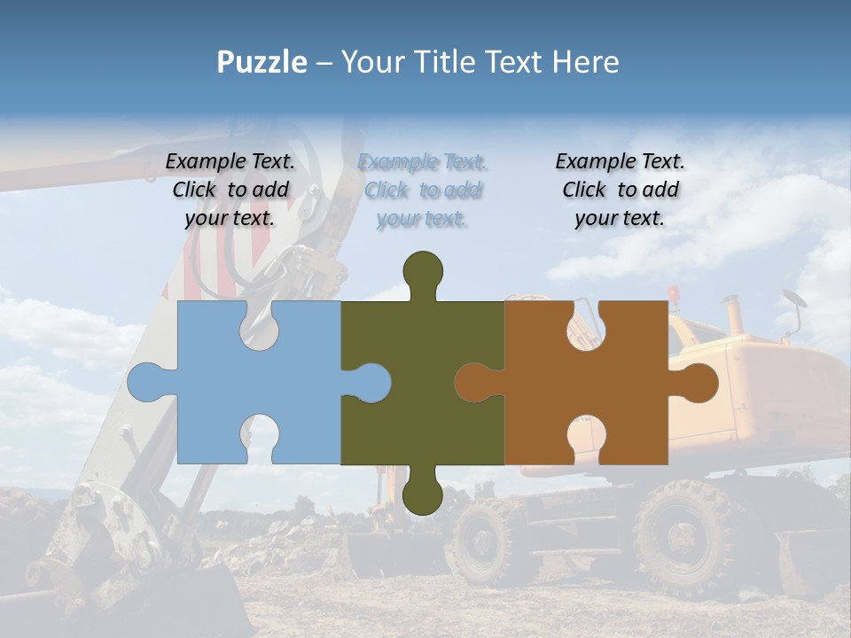Two Mechanical Shovel On Building Site PowerPoint Template
