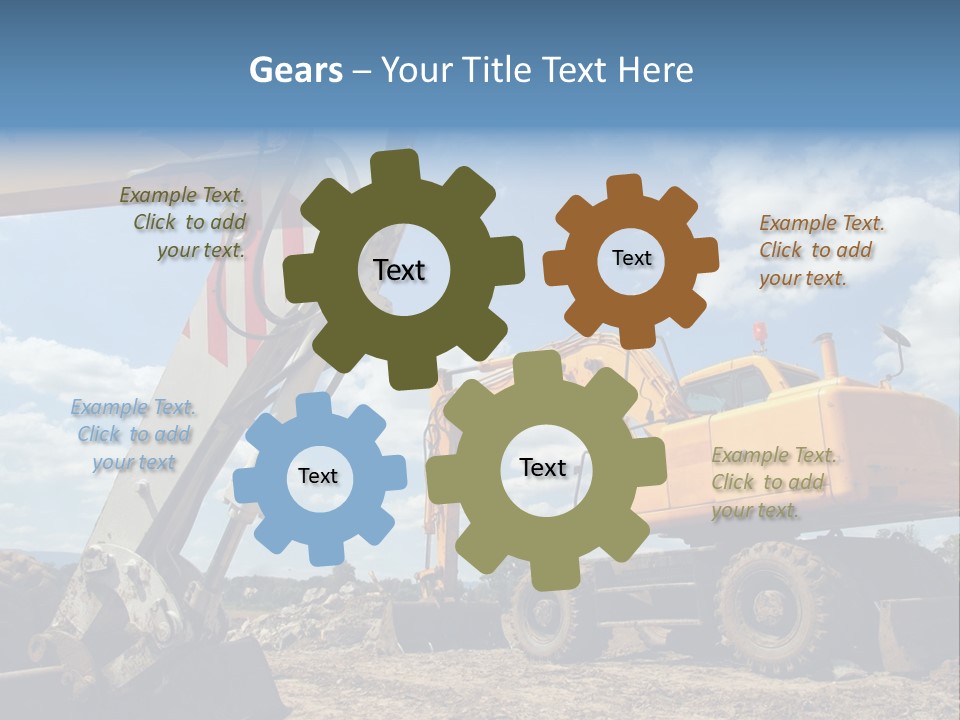 Two Mechanical Shovel On Building Site PowerPoint Template