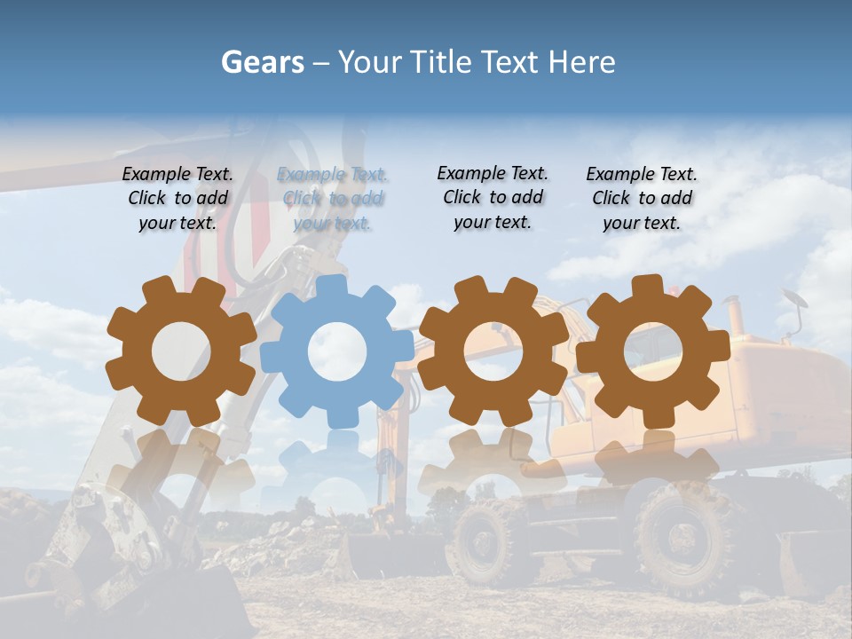 Two Mechanical Shovel On Building Site PowerPoint Template