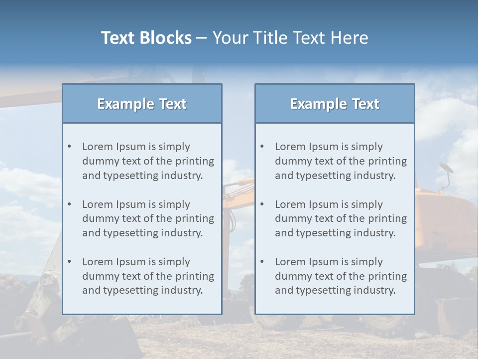 Two Mechanical Shovel On Building Site PowerPoint Template