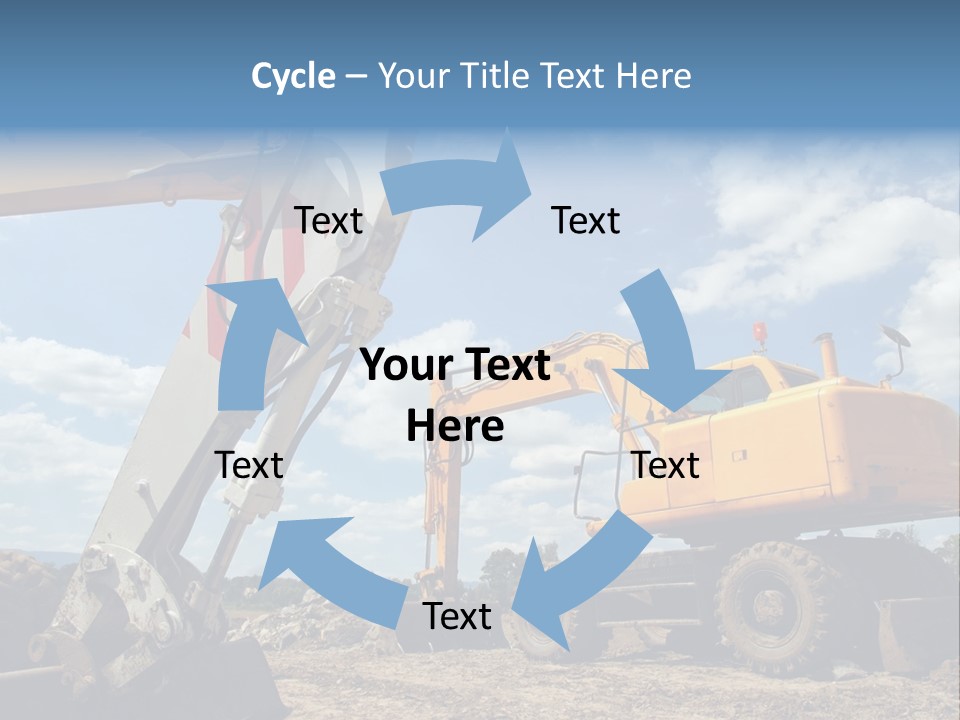 Two Mechanical Shovel On Building Site PowerPoint Template