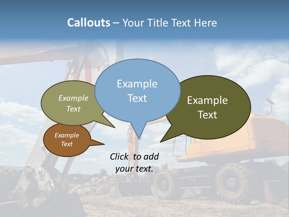 Two Mechanical Shovel On Building Site PowerPoint Template