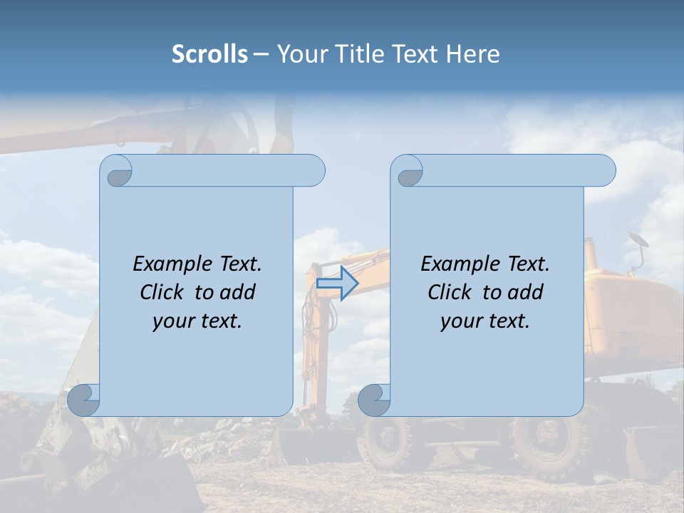 Two Mechanical Shovel On Building Site PowerPoint Template