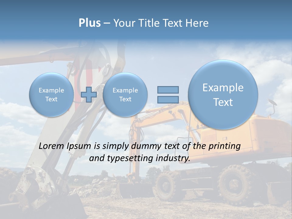 Two Mechanical Shovel On Building Site PowerPoint Template