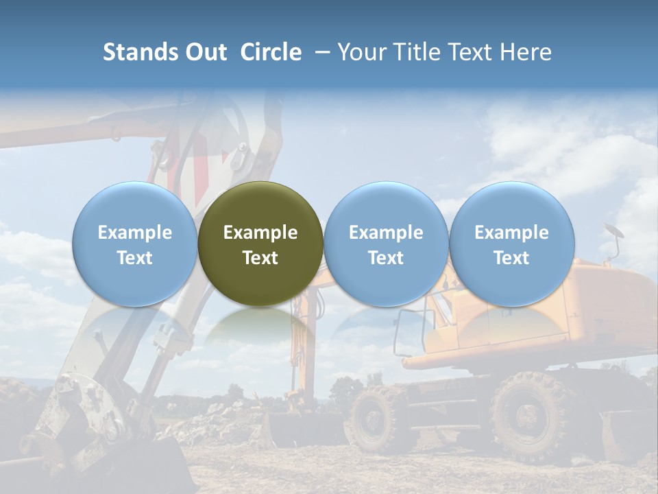 Two Mechanical Shovel On Building Site PowerPoint Template