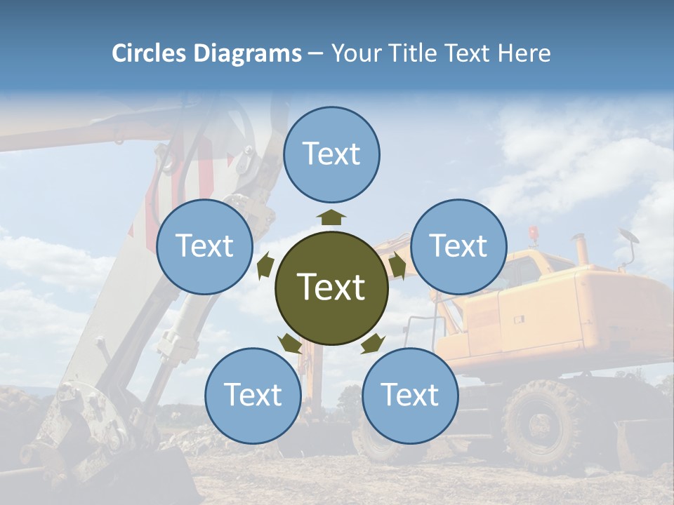 Two Mechanical Shovel On Building Site PowerPoint Template
